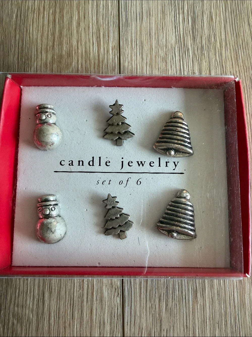 Candle Jewelry Set of 6 - Silver Holiday Charm Accents